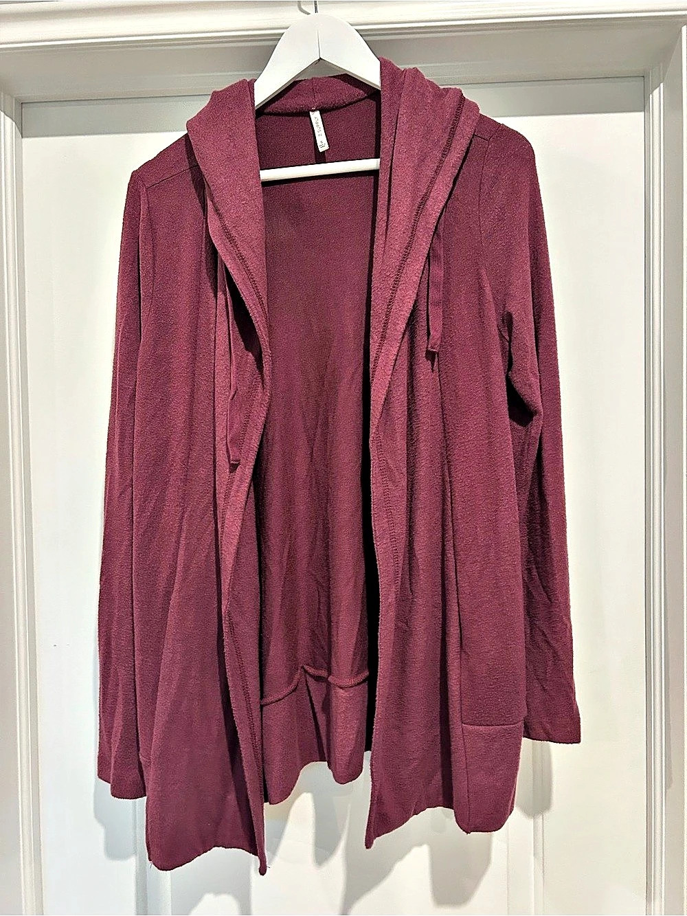 Z Supply Hooded Open Front Cardigan Cabernet Color Size Small Like New